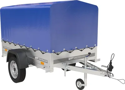 Obrázek produktu pro Jednoosový přívěs na pružinách 200x125 UNITRAILER GARDEN 201/R KIPP s rámem H-800 a modrou plachtou