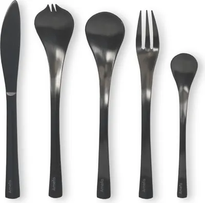 Produktbild von Besteckset schwarz 2 Personen Amefa Tapas 10-tlg Essbesteck Edelstahl Tapas Besteck