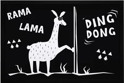 Produktbild von Fußmatte mit Spruch lustig Rama Lama Ding Dong Tür-Klingel Matte rutschfest & waschbar Moonworks® schwarz 60x40cm