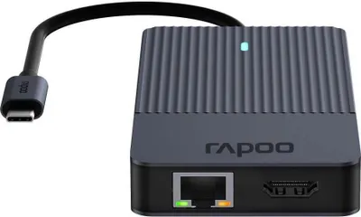 Produktbild von Rapoo UCM-2004, USB Typ-C, HDMI, RJ-45, USB 3.2 Gen 1 (3.1 Gen 1), USB Typ-C, Männlich, Schwarz, 7,5 W, 5 V