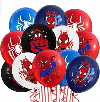 Zdjęcie produktu dla Balon Spiderman na urodziny dekoracja balony zestaw 12 sztuk + wiązadełko