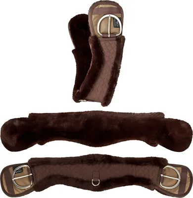 Produktbild von Equinate Western Mondgurt anatomisch mit synthetischem Lammfell 70 cm  - 28" Braun