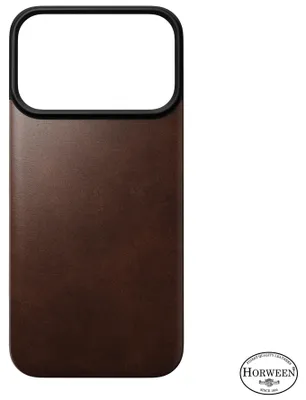 Zdjęcie produktu dla Nomad, etui magnetyczne z obudową z naturalnej skóry Horween, kompatybilne z iPhone 18 Pro, kolor: brąz rustykalny