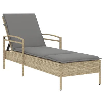 Obrázok produktu pre vidaXL Lehátko s vankúšom Béžová 63x200x81 cm Polyratan