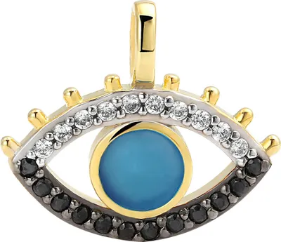 Produktbild von Kettenanhänger Böser Blick 15x10mm 925 Silber evil eye Anhänger mit Blauem Achat