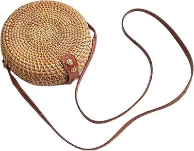 Produktbild von Kleine runde Leder-Schultertaschen, Sommer-Strandtaschen, Handtaschen