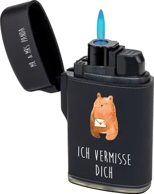 Produktbild von Mr. & Mrs. Panda sturmfeuerzeug Bär Vermissen - Schwarz - Geschenk, zigarettenanzünder, Liebeskummer, Gasfeuerzeug, gas anzünder, Unglücklich Verliebt, Reise, Freundin