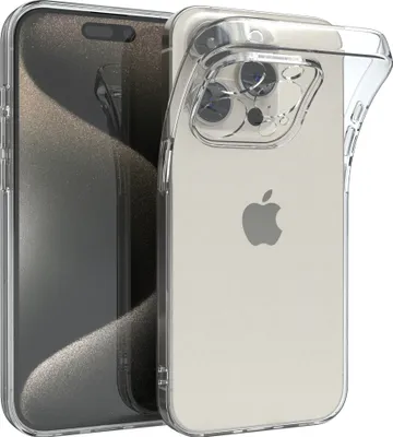 Produktbild von EAZY CASE Hülle kompatibel mit Apple iPhone 15 Pro Schutzhülle Silikon, Ultra dünn, Slimcover, Handyhülle, Silikonhülle, Backcover, Durchsichtig, Klar Transparent