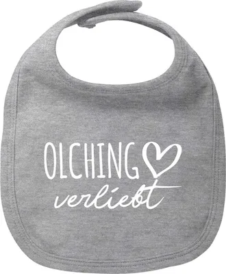 Produktbild von Huuraa Baby Lätzchen Olching verliebt Heather Grey Klettverschluss  Baumwolle Latz Geschenkidee