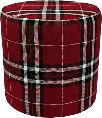 Obrázok produktu pre LOBOX Stolička 40x40 cm okrúhla čalúnená - Stolička z tkanej látky s károvaným vzorom - červená