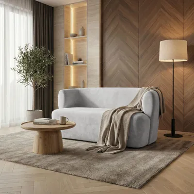 Produktbild von BEAUTYSOFA | 2-Sitzer Sofa NORI Velours Hellgrau – Couch 2-Sitzer Polstersofa mit Armlehnen, Couch modern, Wohnzimmer Sofa, Loungesofa