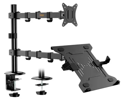 Produktbild von Monitorhalter Laptopständer - 13 bis 32 Zoll - Tischklemme - VESA 75x75 und 100x100 - Schwarz