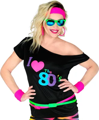 Produktbild von Kostüm 80er Shirt I LOVE THE 80´s Damen Größe: L/XL