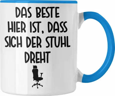 Produktbild von Trendation - Büro Tasse Lustiger Spruch Frau Männer Arbeit Kaffeetasse Kollegen Kollege Kollegin Geschenk (Blau)