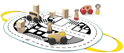Produktbild von Mamatoyz Spielmatte Kasabam - Spielteppich mit Figuren und Autos - Baumwolle