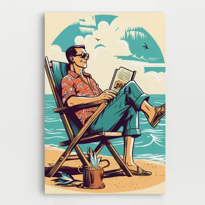 Produktbild von ARTHUB® Leinwandbild 50x70 cm, Beach Relax | Wohnzimmerdekoration, Hängende Bilder, Wanddekoration, Heimdekoration, Landschaften, Strände