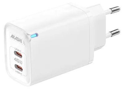 Image de C/sect 45w Gan Double Usb-c Blanc - Akashi