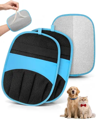 Productafbeelding van Handschoenen voor het verwijderen van dierenharen - 2 stuks - voor honden en katten - blauw