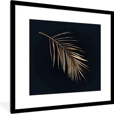 Produktbild von MuchoWow® MuchoWow® Gerahmtes Poster Pflanzen - Gold - Schwarz - Blätter - Luxus 40x40 cm - Poster mit zchwarzem Bilderrahmen - Poster - Plakat im Rahmen