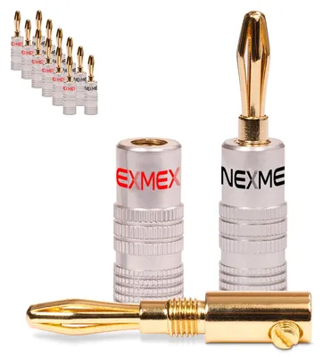 Produktbild von 14x Bananenstecker NEXMEX 24K vergoldet High End Stecker Banana Kabel bis 6mm²