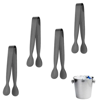 Obrázok produktu pre 4 ks mini cuktiera, čierna, z nehrdzavejúcej ocele. Servírovacia kliešťa, kuchynská kliešťa, vhodná na servírovanie ľadu, dezertov, na bufety, pikniky a candy bary