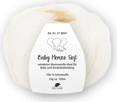 Produktbild von Pro Lana Baby Merino soft 25 g Wolle Extraweiche Schurwolle für Babys 100 m, Farbe:001 - weiß