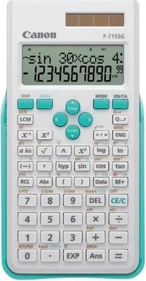 Productafbeelding van Canon F-715SG, tas, wetenschappelijke rekenmachine, 12 cijfers, 2 regels, batterij/zonnepaneel, blauw, wit