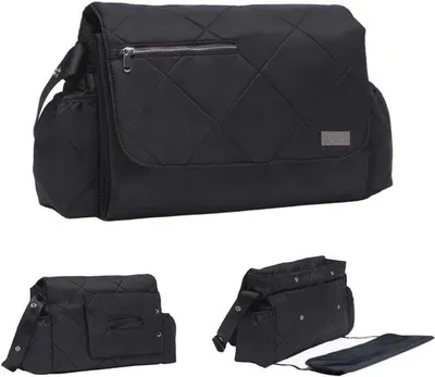 Produktbild von Multifunktionale Windel Luddling Tasche - Stilvolle schwarze Babytasche für Eltern mit Dressing Kiss