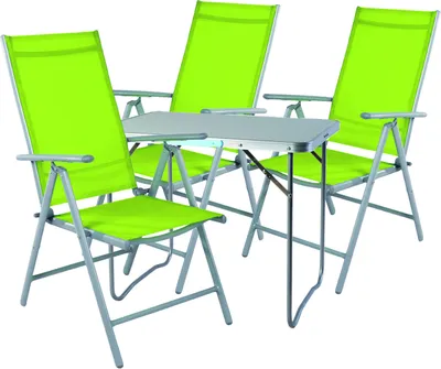 Produktbild von 4-teiliges Campingmöbel Set Aluminium Textilen Lime