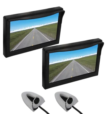 Obrázek produktu pro Sada zadní kamery s bočním výhledem, 12–24 V, 5palcový TFT LCD displej, úhlové zorné pole 87° horizontálně a 62° vertikálně, odolnost proti vodě IP67, pro osobní automobily, autobusy a nákladní vozy