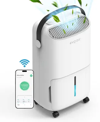 Produktbild von Luftentfeuchter Evoair, NovaDry 12 Smart, 12 l/24 h, Feuchtigkeitssensor, Ionisierungsfunktion, Wäschetrocknung, Wassertank 2,5 l, UVC-Lampe, Weiß, schwarzer Riemen