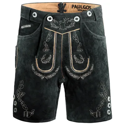 Produktbild von PAULGOS Herren Trachten Lederhose Kurz - HK1 - Echtes Leder - in 3 Farben erhältlich - Größe 44 - 60