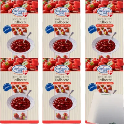 Produktbild von Chr.Grod Grütze Erdbeer Erdbeergrütze 6er Pack (6x500g Packung) + usy Block