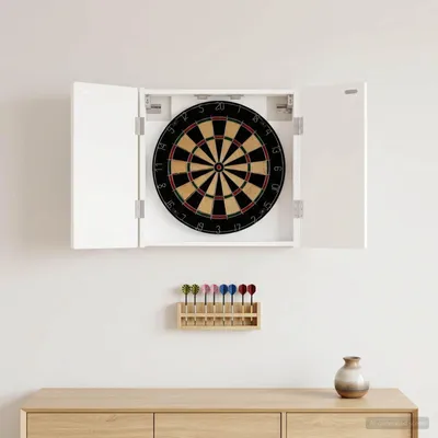 Produktbild von Möbel Dartboard Schrank ARNHEM Weiß 52,5 x 10,5 x 53,5 cm - Dartpfeile &26758
