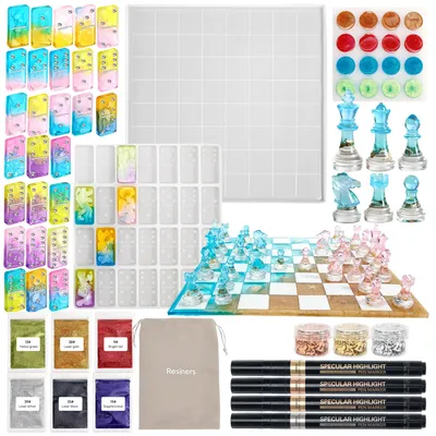 Harzformen-Set für Schach, Dame & Domino, Silikon, 16" x 24"