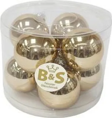 Produktbild von B&S Weihnachtskugeln Baumschmuck | Champagner glanz | 8 Stück | Ø 6 cm | Glas