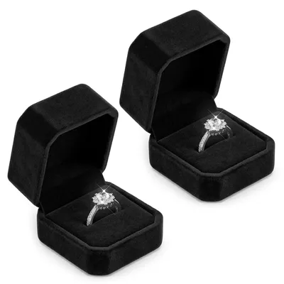 Imagen del producto de Juego de 2 cajas de terciopelo para anillos, ideales para anillos de boda y anillos de compromiso