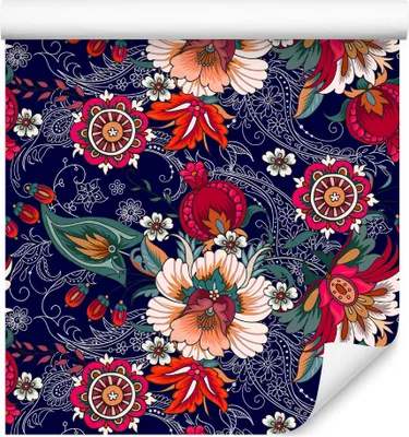 Produktbild von 10m VLIES TAPETE Rolle Blumen Blätter Folklore Pflanzen Natur Flora XXL