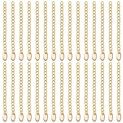 30x Kettenverlängerung, vergoldet, Edelstahl 304, 58–68 mm
