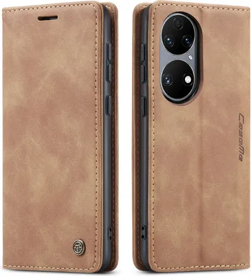 Produktbild von Huawei P50 Hülle, Retro Kunstledertasche mit Standfunktion Schutzhülle für Huawei P50 Braun