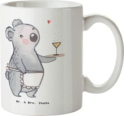 Produktbild von Mr. & Mrs. Panda Kaffeetasse Kellnerin Herz - Weiß - Geschenk, Kaffeebecher, Essen, Restaurant, Yummy, Teetasse, Ausbildung, haferl, Abendessen, Tasse, Lecker