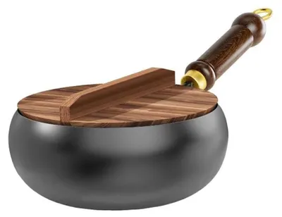 Obrázek produktu pro Woková pánev, ručně kovaná, s nepřilnavým povrchem, 28 cm + dřevěné víko