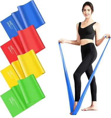 Produktbild von Fitnessbänder Set 4, Widerstandsbänder mit 4 Niveaus, 1,5 m, mit Tragetasche und Übungsanleitungen