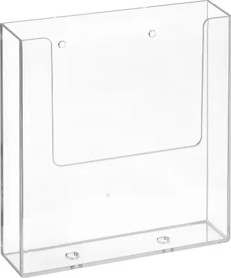 Produktbild von DIN A5 Wandprospekthalter im Hochformat aus Acrylglas / Wandmontage / Bohrlöcher / Zeigis®