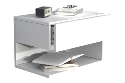 Productafbeelding van UsalXL45 nachtkastje wandmontage 1 lade 1 plank wit.