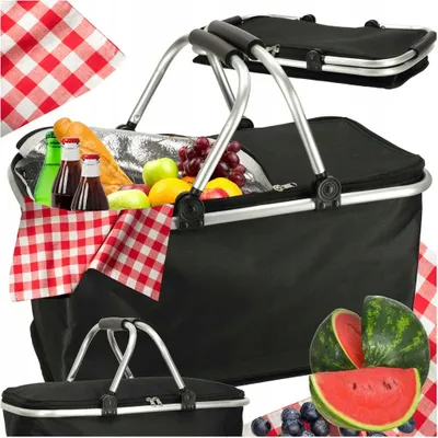 Produktbild von Picknickkorb Thermisch Faltbarer Reisekorb Schwarz 32L Für Jedes Jahreszeit