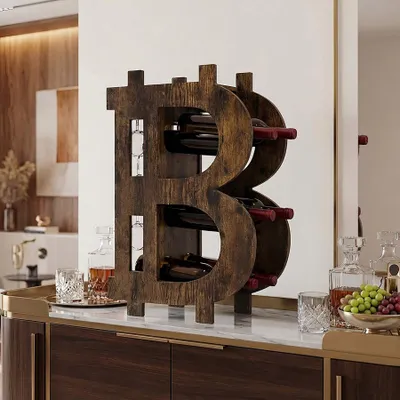 Produktbild von riess-ambiente Weinregal BITCOIN 70cm natur Holz für 10 Flaschen und 4 Gläser