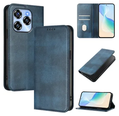 Immagine prodotto di Custodia per Oukitel C50, custodia in pelle vintage con protezione RFID, slot per schede, supporto Blu