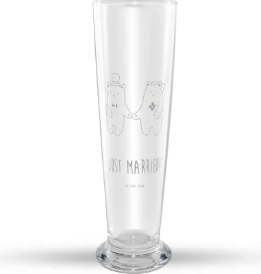 Produktbild von Mr. & Mrs. Panda Bierglas Bär Heirat - Transparent - Geschenk, Mr Mrs Weizenglas, Weizenbier Glas, Teddy, Bier, Weißbierglas, Weizen
