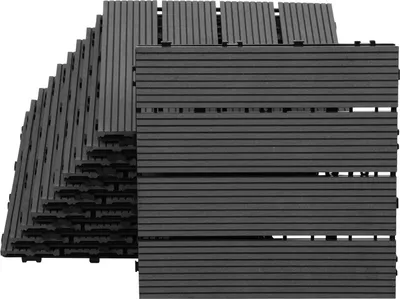 Immagine prodotto di Izrielar Piastrelle per terrazze 9 m² Piastrelle in legno 30x30 cm 99 pezzi Antracite per terrazze Balconi Piastrelle per terrazze Piastrelle in legno con sistema a incastro